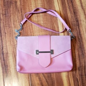 White House Black Market Pink Clutch w/ Suede Accents, Includes Strap